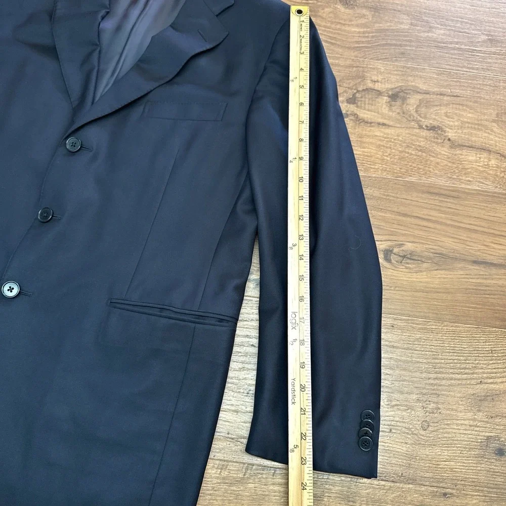 Ermenegildo Zegna Mens US 42 Black Wool 3 Button Blazer Professional Lux Office